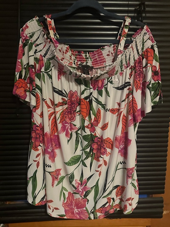 INC International Concepts Tops - I.N.C. International Concepts woman Tropical Flower Vine Off-The-Shoulder Top